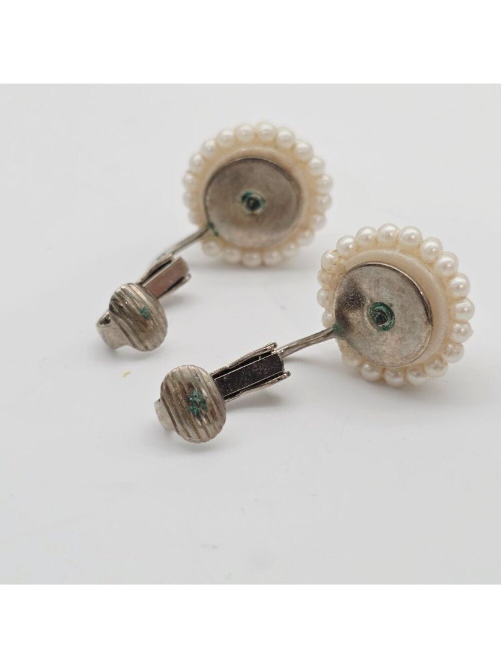 Faux Pearl Clip-On Earrings Round Cluster Design 5/8" - Picture 6 of 6